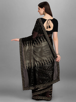 Black Heavy Georgette Worked Saree (N2ZWHOLEFABPYRAMID1201)