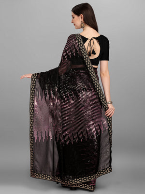 Black Heavy Georgette Worked Saree (N2ZWHOLEFABPYRAMID1202)