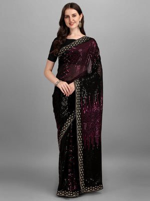 Black Heavy Georgette Worked Saree (N2ZWHOLEFABPYRAMID1204)