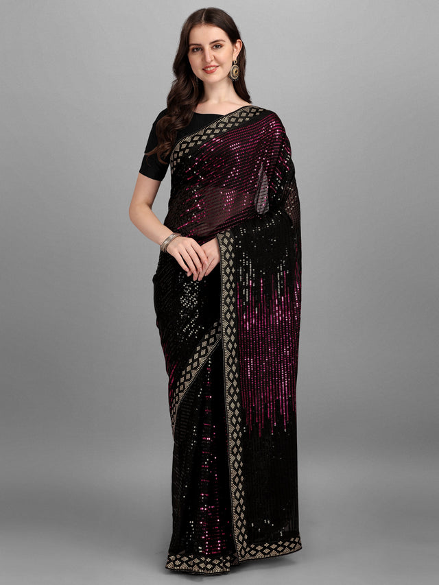 Black Heavy Georgette Worked Saree (N2ZWHOLEFABPYRAMID1204)