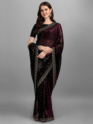 Black Heavy Georgette Worked Saree (N2ZWHOLEFABPYRAMID1204)