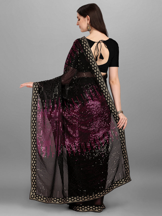 Black Heavy Georgette Worked Saree (N2ZWHOLEFABPYRAMID1204)