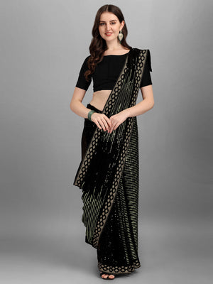 Black Heavy Georgette Worked Saree (N2ZWHOLEFABPYRAMID1205)