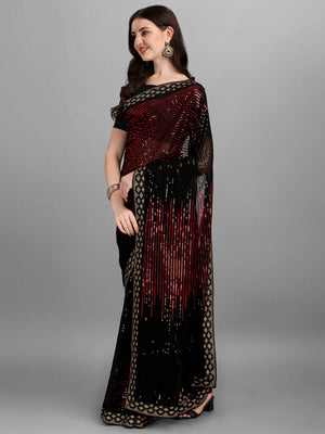 Black Heavy Georgette Worked Saree (N2ZWHOLEFABPYRAMID1206)