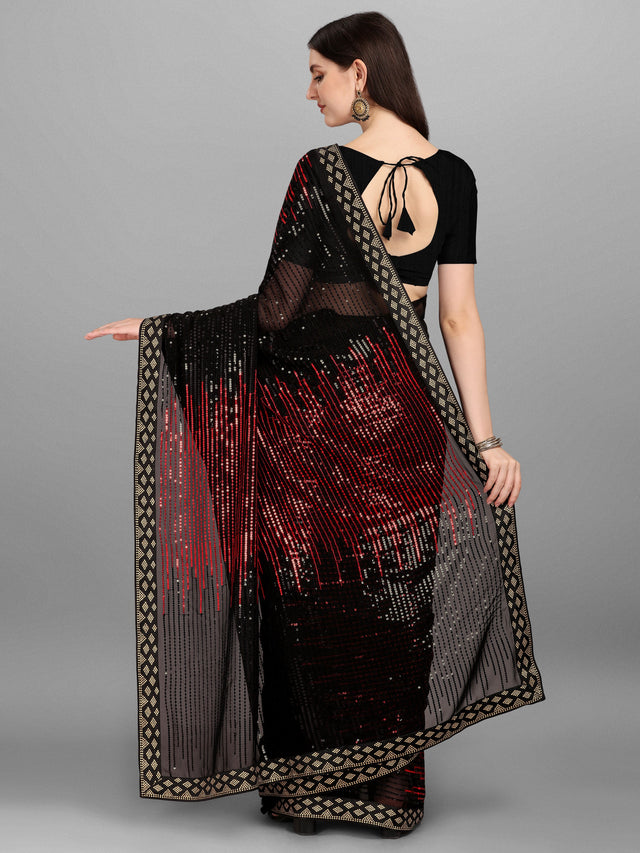 Black Heavy Georgette Worked Saree (N2ZWHOLEFABPYRAMID1206)