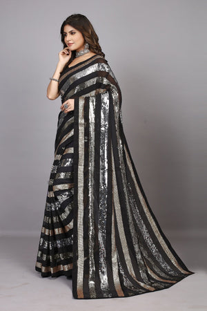 Black Georgette Worked Saree (N2ZWHOLEFABRAVINE)