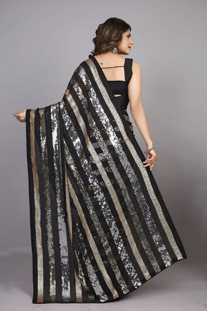 Black Georgette Worked Saree (N2ZWHOLEFABRAVINE)