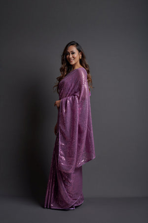 Wine Heavy Georgette Wine Saree (N2ZWOLEFABPLAIN2014E)