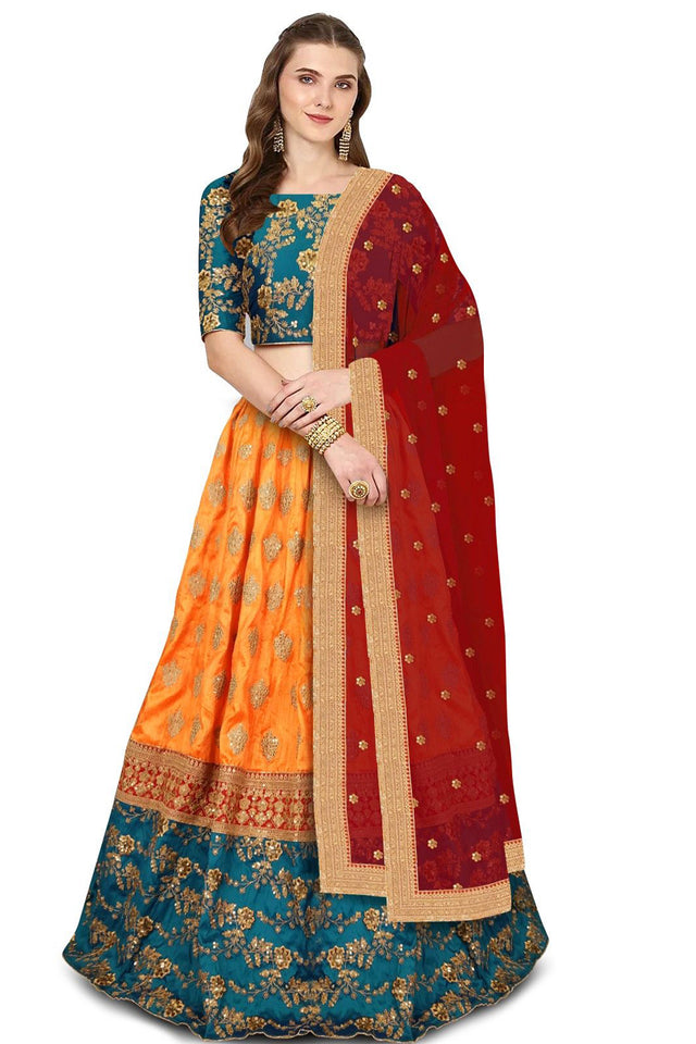 Art Silk Embroidered Lehenga Choli