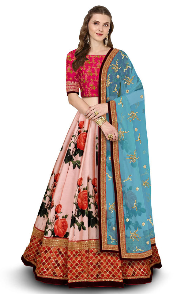 Art Silk Embroidered Lehenga Choli