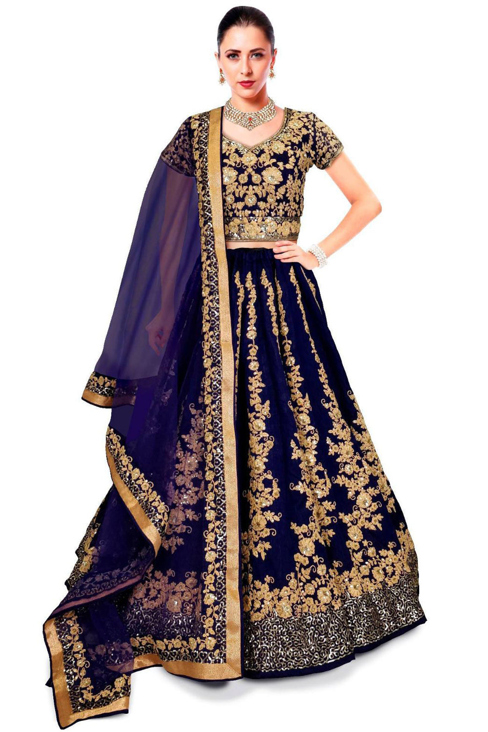 Art Silk Embroidered Lehenga Choli In Blue