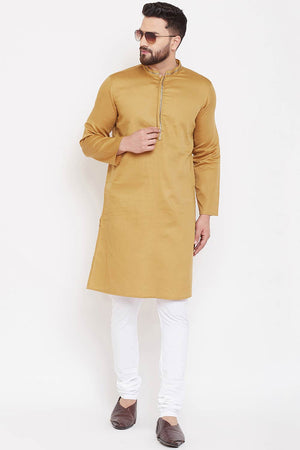 Shop Men's Solid Kurta in Beige