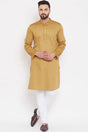 Buy Men's Linen Solid Kurta in Beige