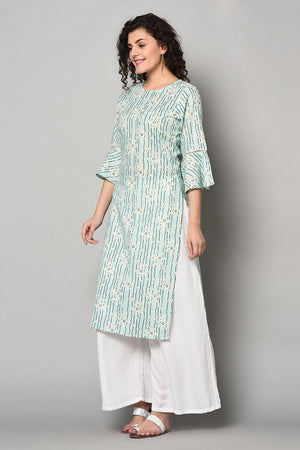 Buy Stripes Kurti in Sky Blue