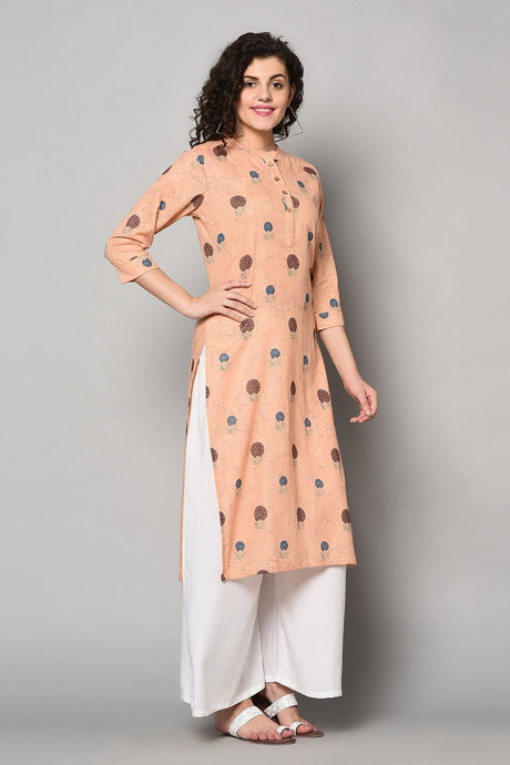 Buy Floral Kurti in Pink and Brown