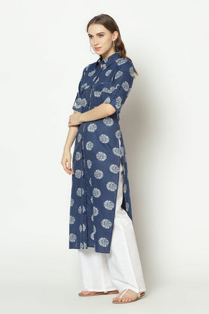 Buy Stripes Kurti in Blue