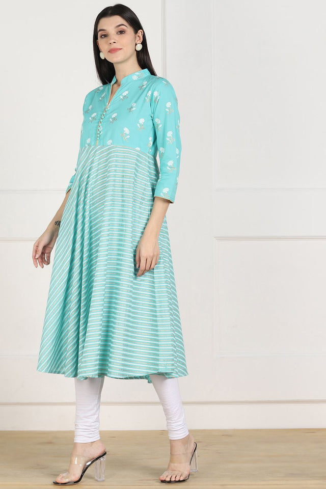 Shop Blended Cotton Stripes Kurti Online