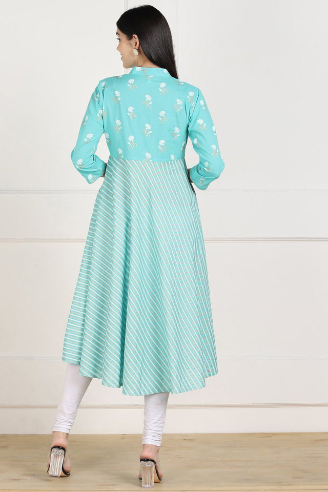 Buy Blended Cotton Kurti in Blue