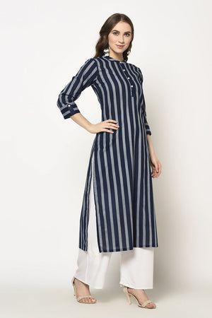 Buy Stripes Kurti in Blue
