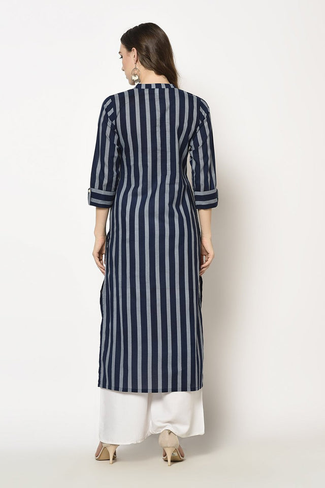 Buy Blended Cotton Kurti in Blue