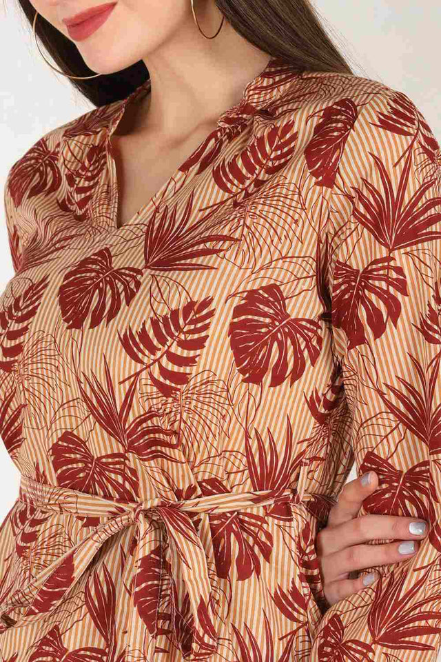 Shop Blended Cotton Dress in Brown