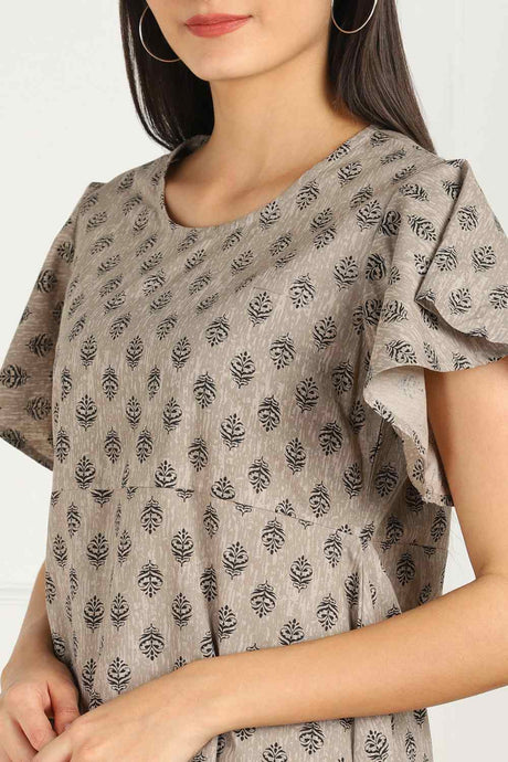 Shop Blended Cotton Dress in Brown