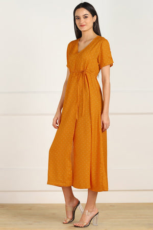 Buy Women Dress in Yellow and White