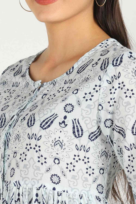 Shop Blended Cotton Dress in Blue