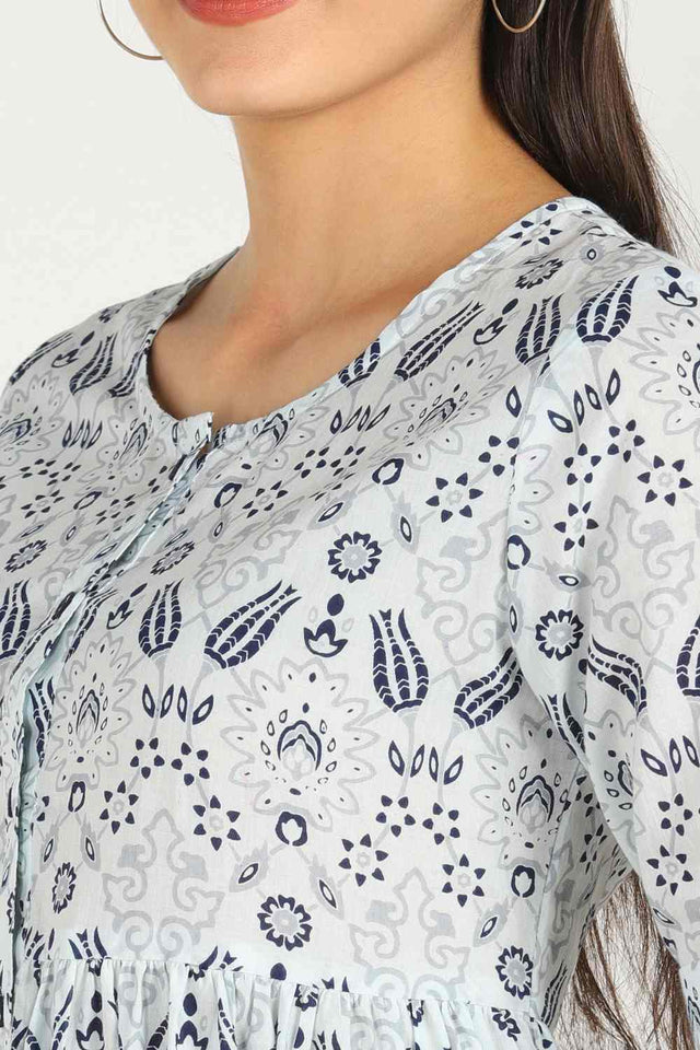 Shop Blended Cotton Dress in Blue