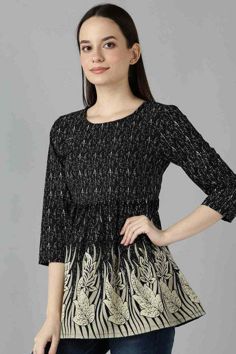 Blended Cotton Tie Dye Top in Black - Side