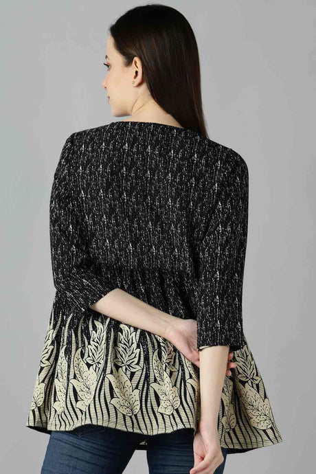 Blended Cotton Tie Dye Top in Black - Back