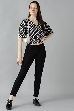 Buy Crepe Stripes Top in Black and White