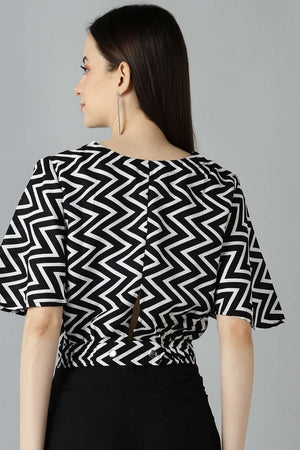 Buy Crepe Top in Black and White