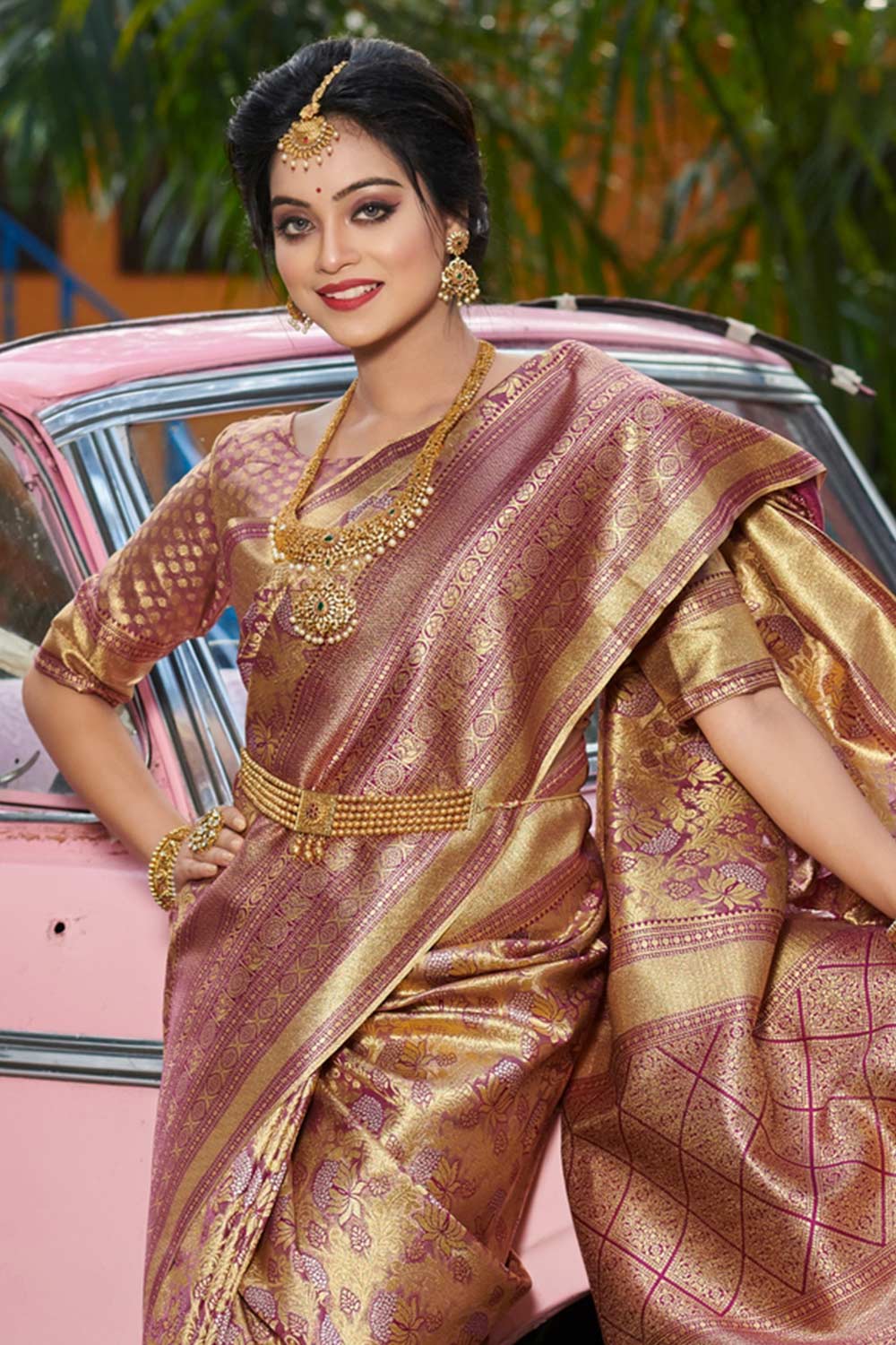 Brown Banarasi Woven Saree