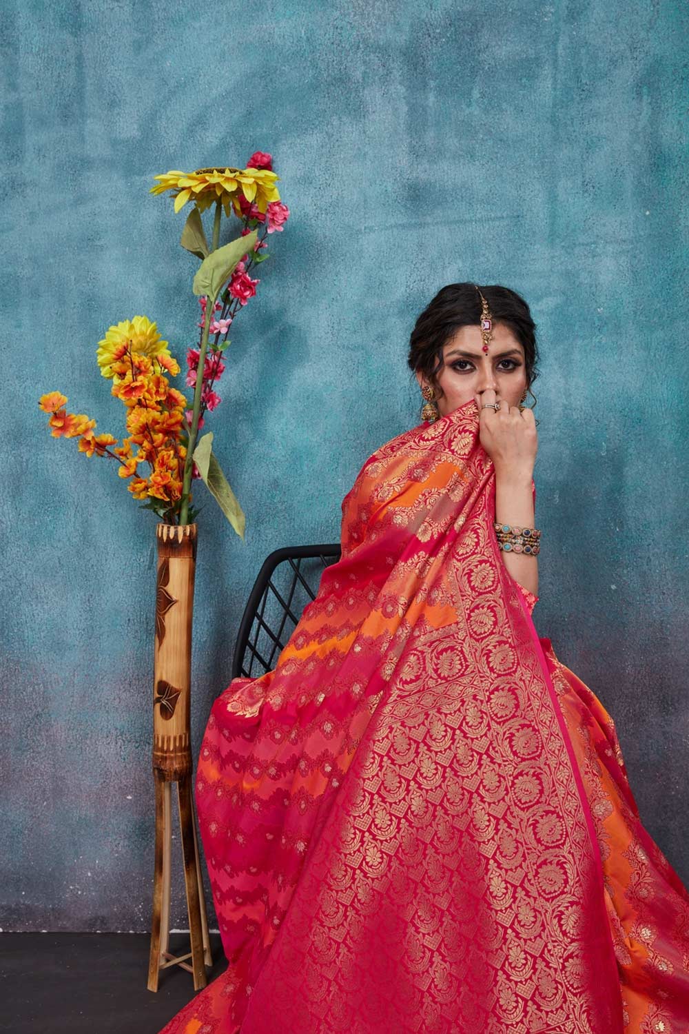 Magenta Banarasi Woven Saree