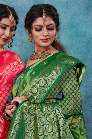 Green Banarasi Woven Saree