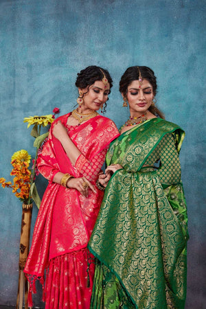 Green Banarasi Woven Saree