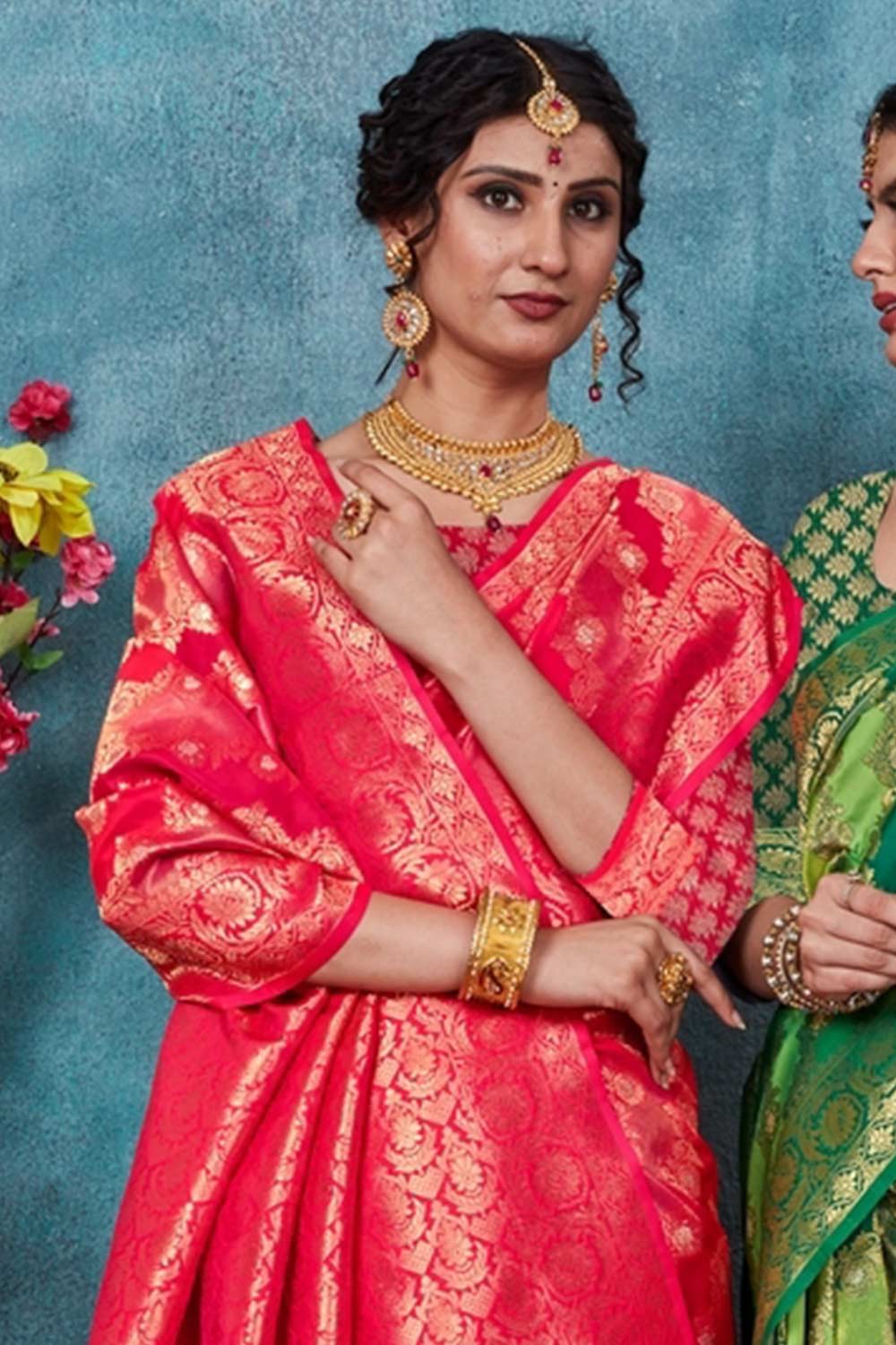 Pink Banarasi Woven Saree