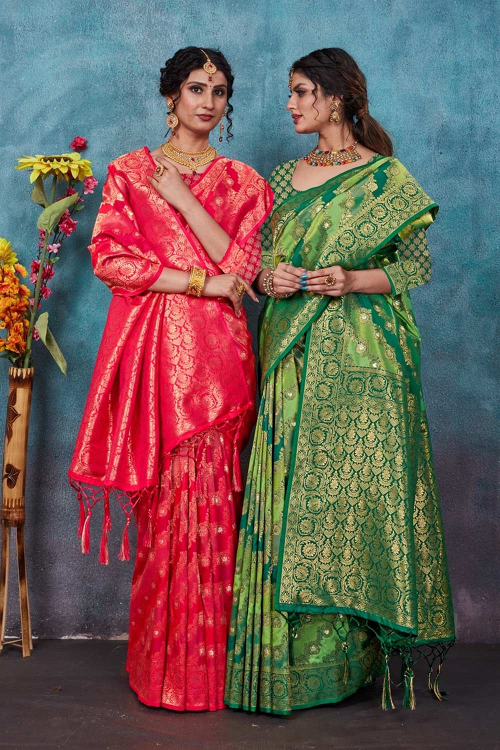 Pink Banarasi Woven Saree