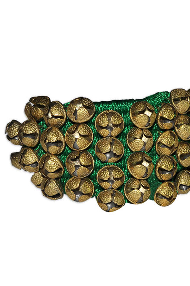 Brass Ghungroo On Green Pad (40+40 Bells) (ghungru-Green-4line-16no)