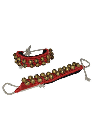 Brass Ghungroo On Red Pad (20+20 Bells) (ghungru-Red-2line-16no)