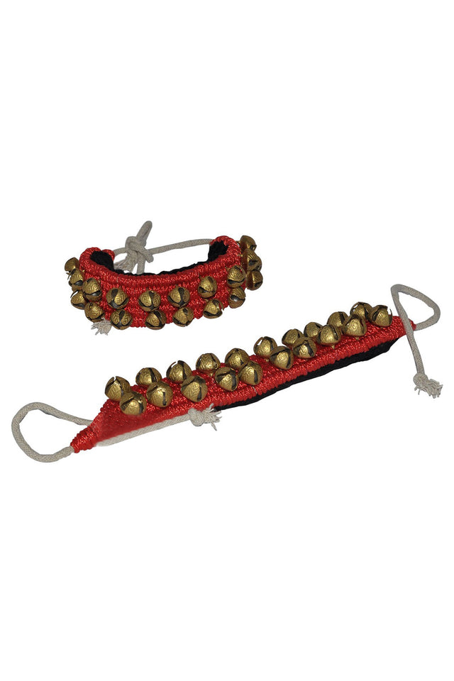 Brass Ghungroo On Red Pad (20+20 Bells) (ghungru-Red-2line-16no)