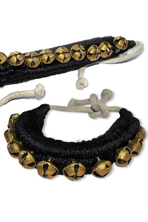 Brass Ghungroo On Black Pad (10+10 Bells) (ghungru-black-1line-16no)