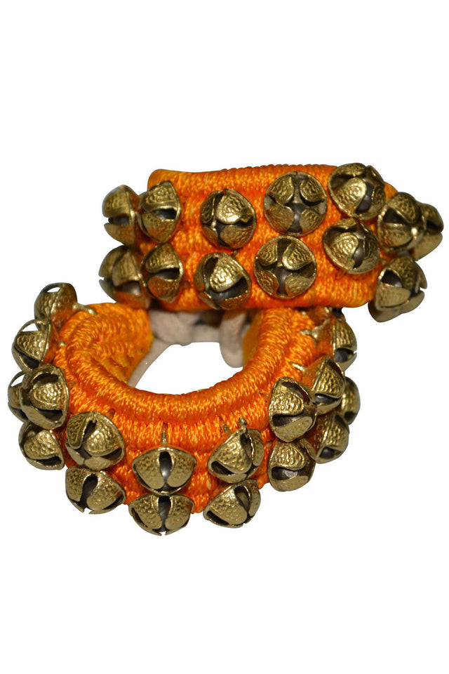 Brass Ghungroo On Yellow Pad (20+20 Bells) (ghungru-yellow-2line-16no)